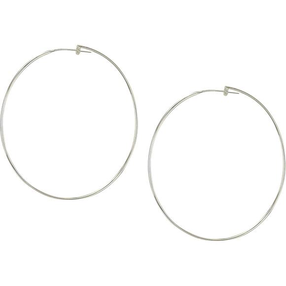 Sheila Fajl Lisa Featherweight Thin Hoop Earrings in Polished Silver Plated NEW - Picture 1 of 4